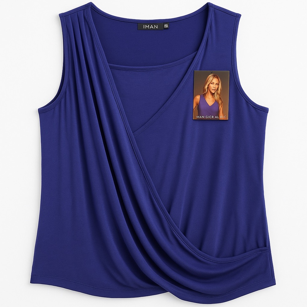 IMAN Women's Royal Blue Draped Tank Top